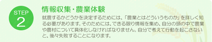 STEP2 情報収集・農業体験